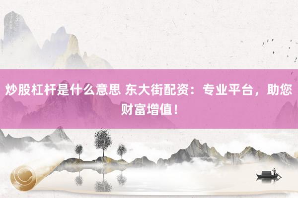 炒股杠杆是什么意思 东大街配资：专业平台，助您财富增值！